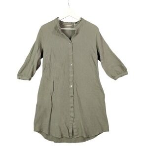 Soft Surroundings Gauze Button Shirt Dress 3/4 Sleeve Women M Fairy Lagen Travel